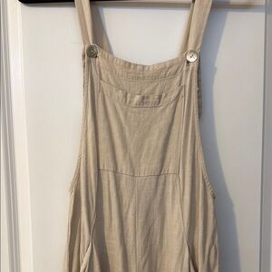 Beige Linen Overalls